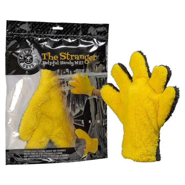 MIC510-_20Gray_20And_20Yellow_20Five_20Finger_20Wash_20Mitt_20-_20Front_20with_20Packaging